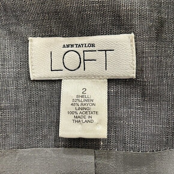 Ann Taylor LOFT - Womens Blazer Size 2 Linen Blend Gray, Button Front Classic #B - Picture 5 of 5
